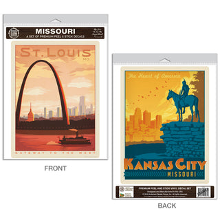 St Louis Kansas City Missouri Decal Set of 2