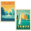 Orlando Tampa Florida Vinyl Decal Set of 2