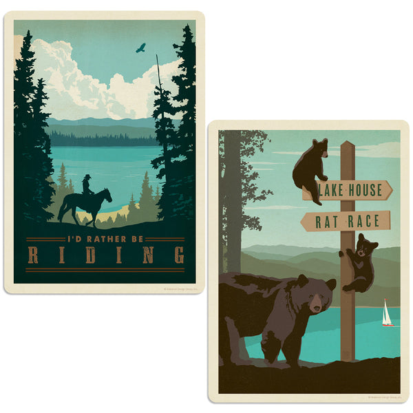 Lake Life Horseback Riding Vinyl Sticker Set of 2