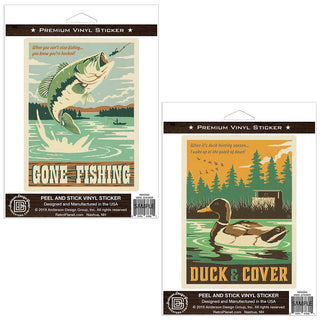 Duck Hunting & Fishing Vinyl Sticker Set of 2