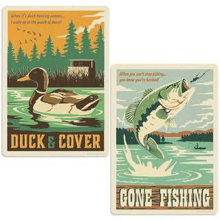 Duck Hunting & Fishing Vinyl Sticker Set of 2
