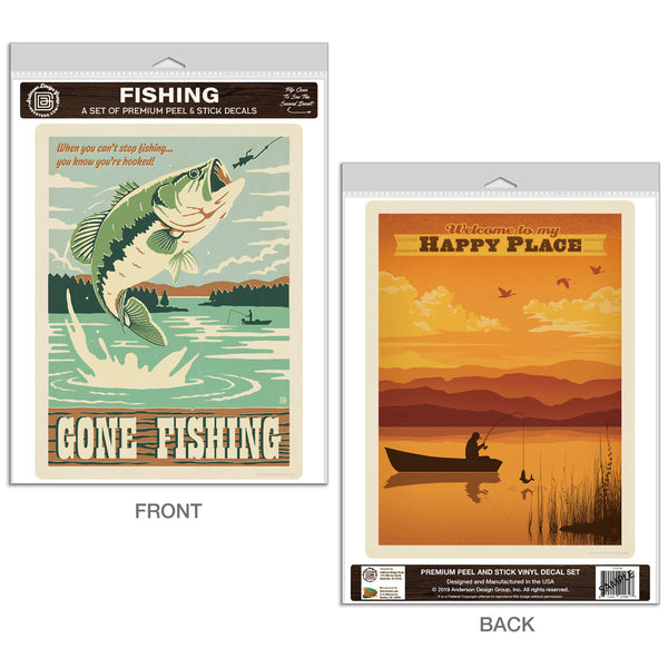 Gone Fishing Decal Set of 2