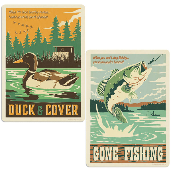 Duck Hunting & Fishing Decal Set of 2