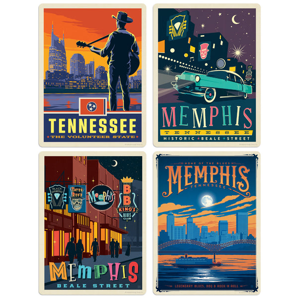 Memphis Tennessee Vinyl Sticker Set of 4