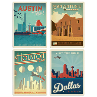 Texas Cities Vinyl Sticker Set of 4