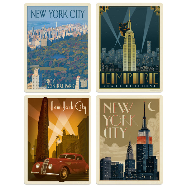 New York City Empire State Vinyl Sticker Set of 4