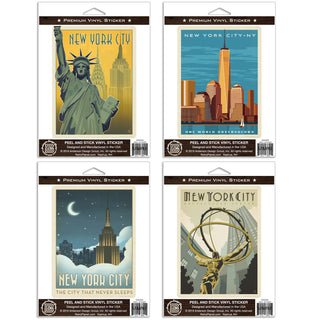 New York City That Never Sleeps Vinyl Sticker Set of 4