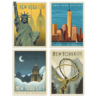 New York City That Never Sleeps Vinyl Sticker Set of 4