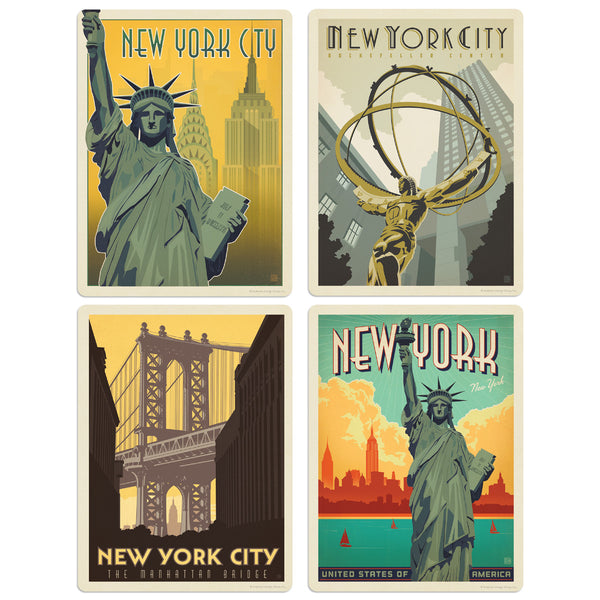 New York City Rockefeller Center Vinyl Sticker Set of 4