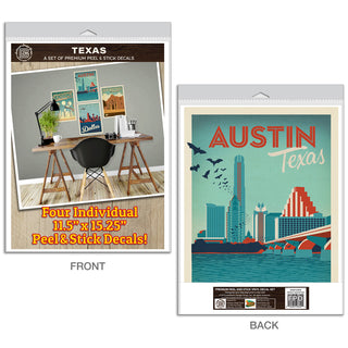 Texas Major Cities Decal Set of 4