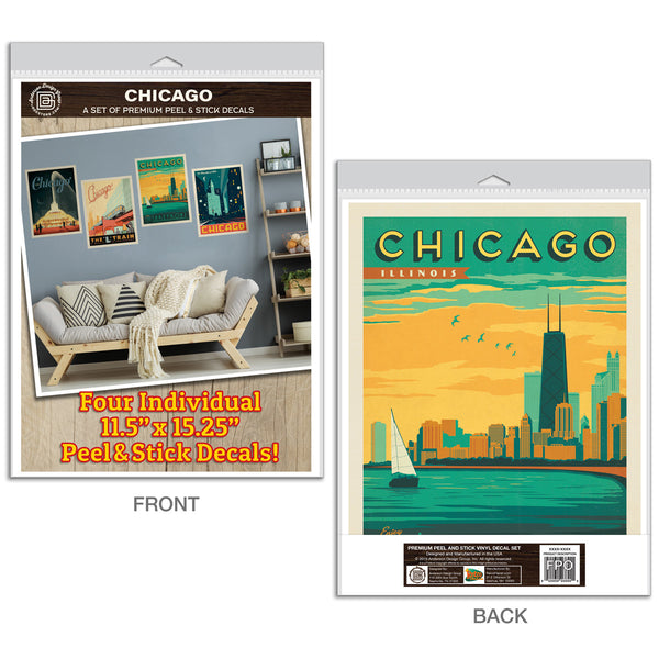 Chicago Landmarks & Sites Decal Set of 4
