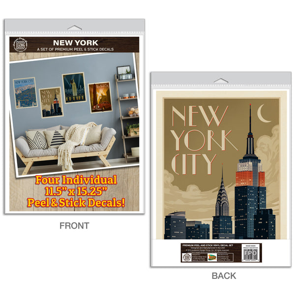 New York City Deco Style Decal Set of 4