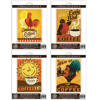 Rise and Shine Coffee Vinyl Sticker Set of 4