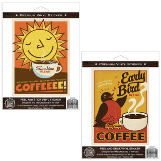 Early Bird Coffee Vinyl Sticker Set of 2
