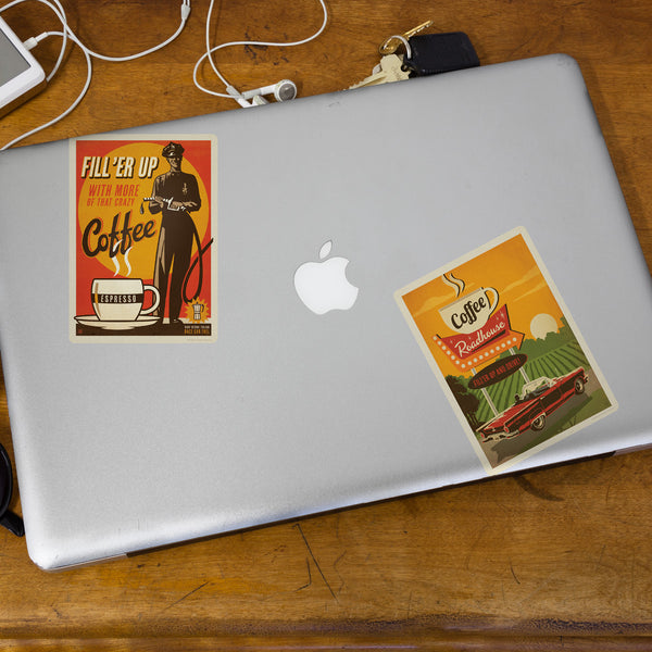 Roadhouse Coffee Vinyl Sticker Set of 2