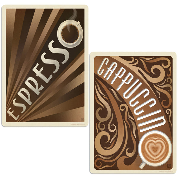 Cappuccino Espresso Coffee Vinyl Sticker Set of 2
