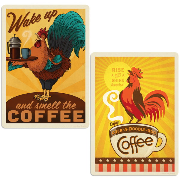 Coffee Rooster Decal Set of 2