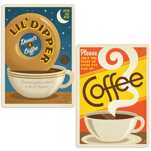 Coffee Lil Dipper Donut Decal Set of 2