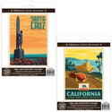 Santa Cruz California Surfer Statue Sticker Set of 2