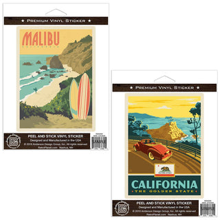 Malibu California Surfboards Sticker Set of 2