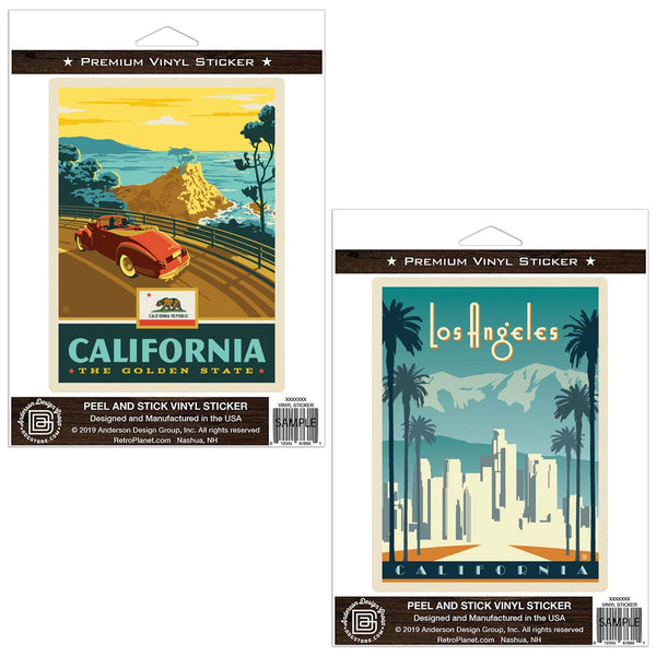 Los Angeles California Golden State Sticker Set of 2
