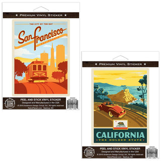 San Francisco California Cable Car Sticker Set of 2