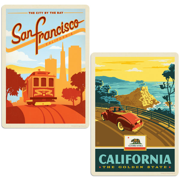 San Francisco California Cable Car Sticker Set of 2