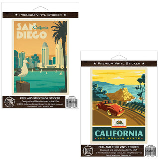 San Diego California Golden State Sticker Set of 2