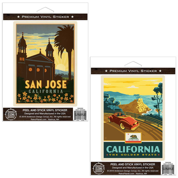 San Jose California Golden State Sticker Set of 2