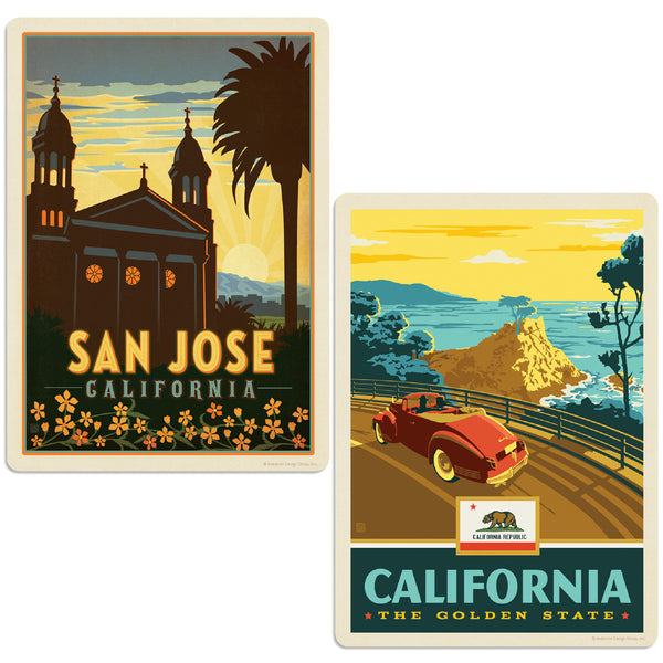 San Jose California Golden State Sticker Set of 2