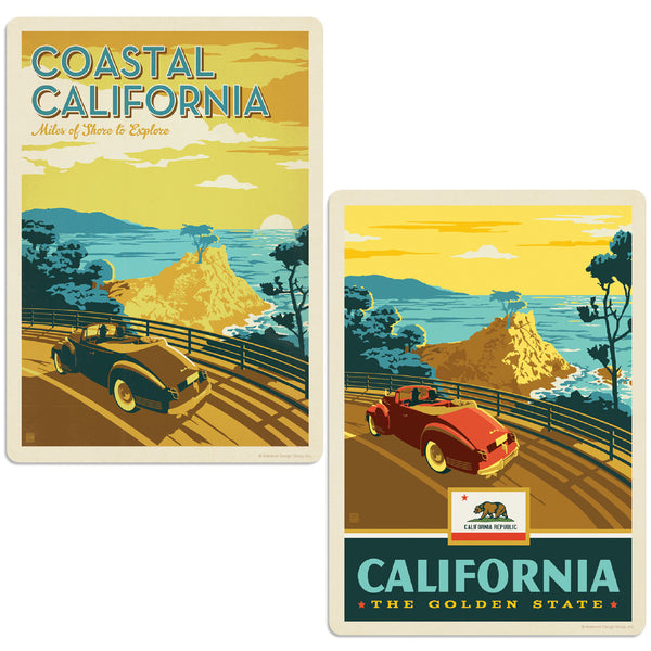 Coastal California Miles of Shore Sticker Set of 2