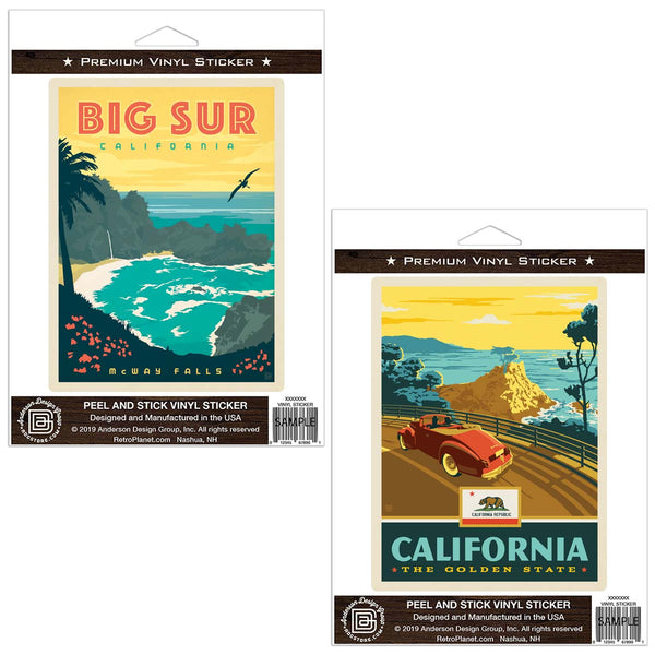 Big Sur California McWay Falls Sticker Set Of 2