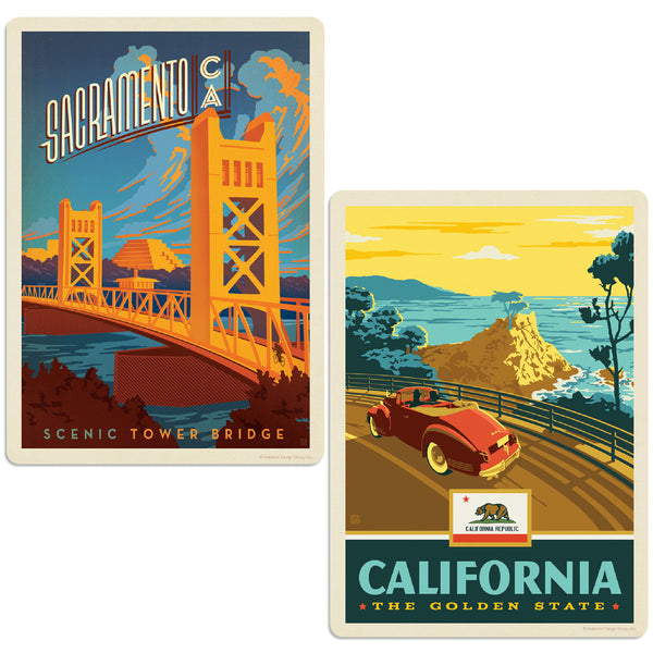 Sacramento California Tower Bridge Sticker Set of 2
