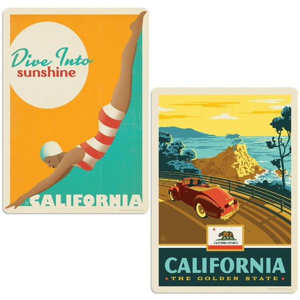 California Dive Into Sunshine Sticker Set of 2