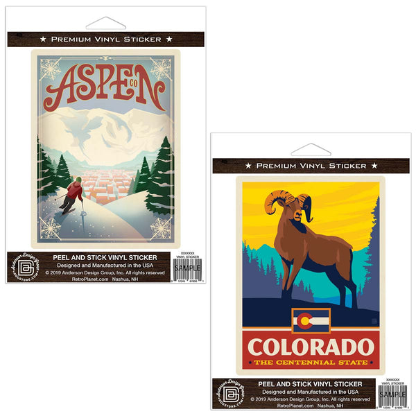 Aspen Colorado Skiier Sticker Set of 2