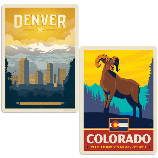 Denver Colorado Mile High City Sticker Set of 2