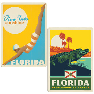 Florida Dive Into Sunshine Alligator Sticker Set of 2