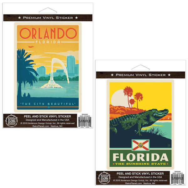 Orlando Florida Alligator Sticker Set Of 2