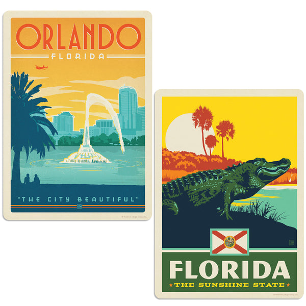 Orlando Florida Alligator Sticker Set Of 2