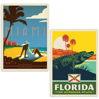 Miami Florida Alligator Sticker Set of 2