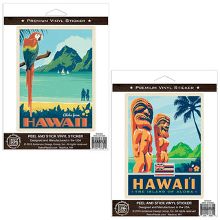 Hawaii Aloha Tiki Gods Sticker Set of 2