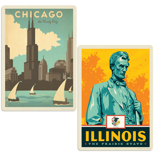 Chicago Illinois Windy City Sticker Set of 2