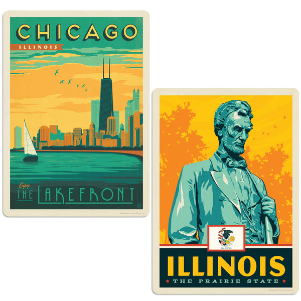 Chicago Illinois Lakefront Sticker Set of 2