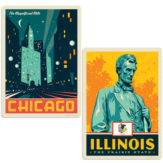 Chicago Illinois Magnificent Mile Sticker Set of 2