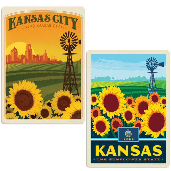 Kansas Sunflower State Sticker Set Of 2