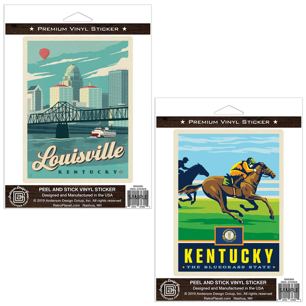 Louisville Kentucky Bluegrass State Sticker Set of 2