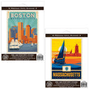 Boston Massachusetts Bay State Sticker Set of 2