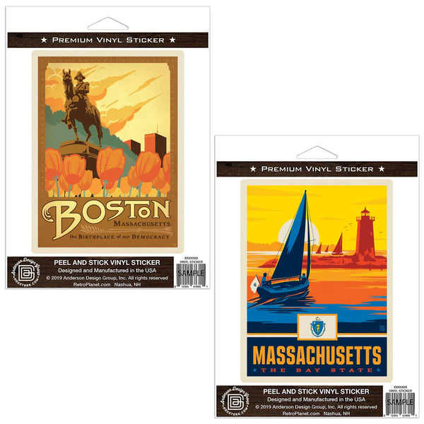 Boston Massachusetts Paul Revere Statue Sticker Set of 2