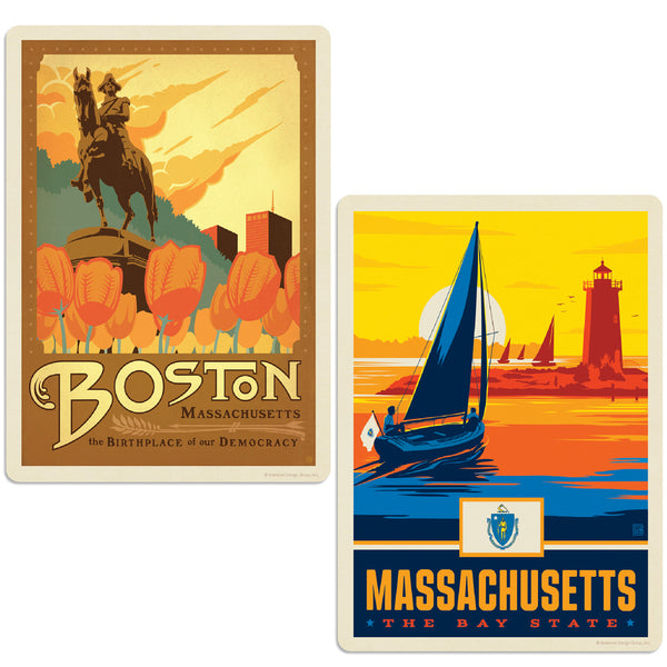 Boston Massachusetts Paul Revere Statue Sticker Set of 2