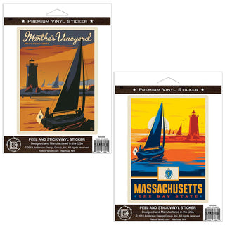 Marthas Vineyard Massachusetts Sailboats Sticker Set of 2